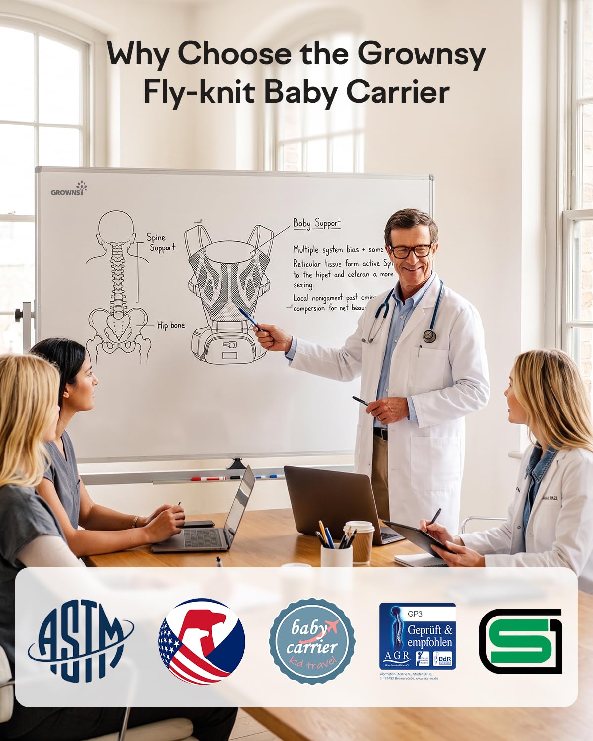 Grownsy Innovative Cooling Baby Carrier with Built-in Fan for Hot Weather