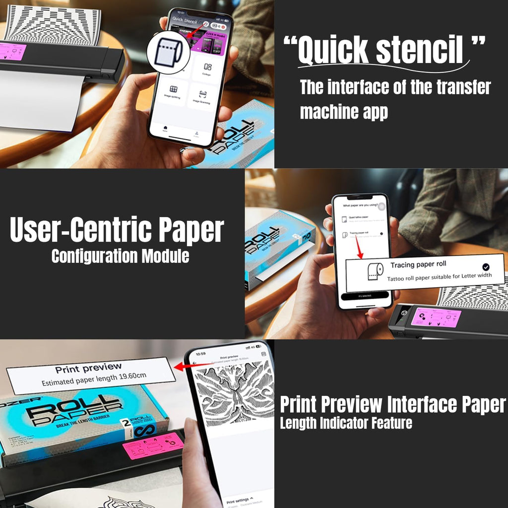 OZER M08Pro Wireless Thermal Tattoo Stencil Printer Inkless for Phone & PC