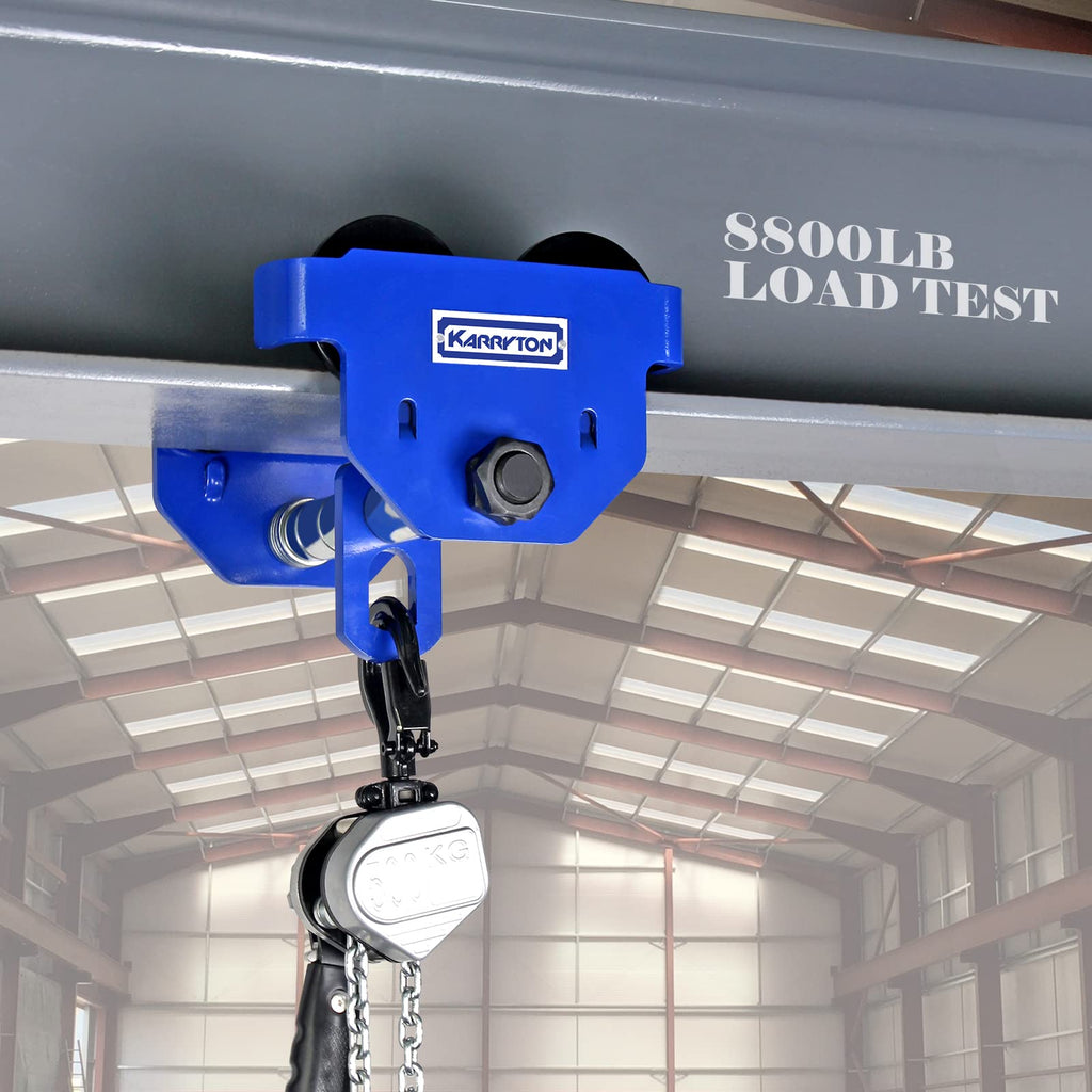2Ton/4400LB Beam Trolley 3.5 â 8in Adjustable Flange Width, Heavy Duty Manual Push Trolley w/Dual Track Rollers for Crane Lifts, Garage Hoists, Straight/Curved I Beams
