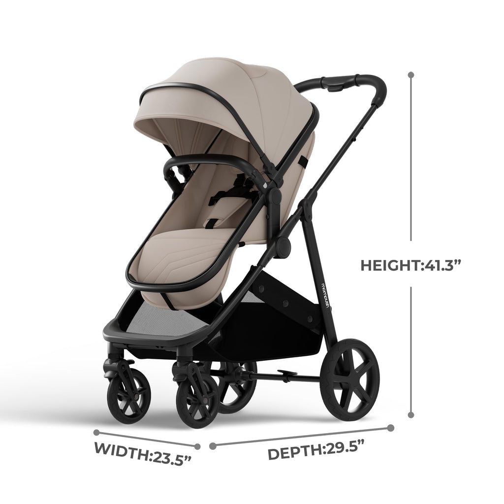 Mompush Wiz 2-in-1 Bassinet Stroller Reversible Seat, One-Hand Fold, Sage