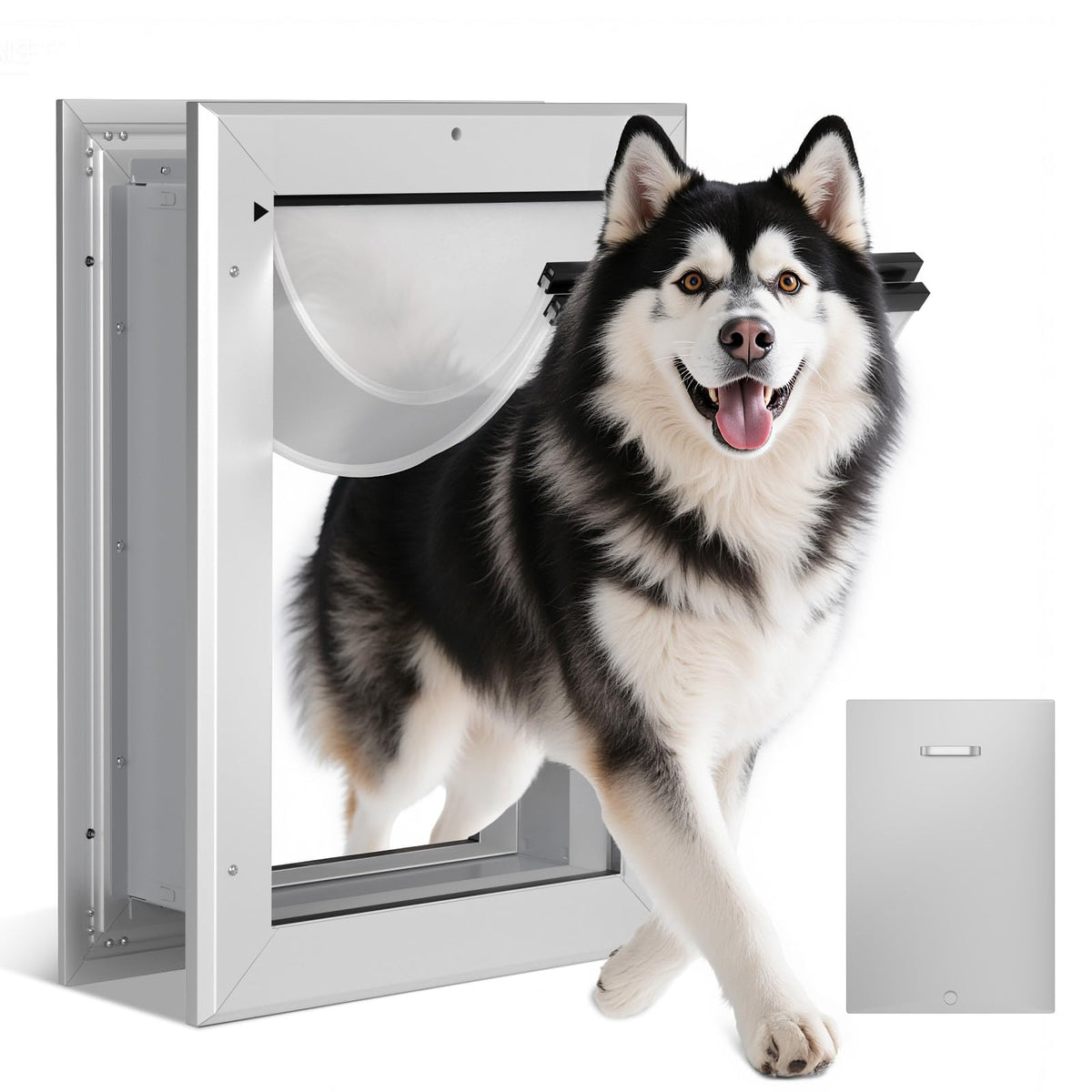 Ownpets Aluminum Dog Door for Large Dogs, Lockable & Weatherproof
