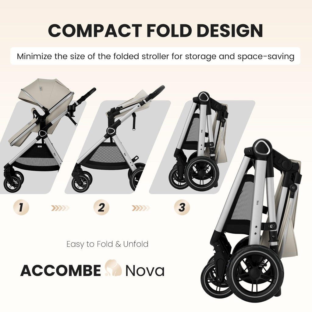 Accombe 2-in-1 Convertible Baby Stroller for Newborn to Toddler
