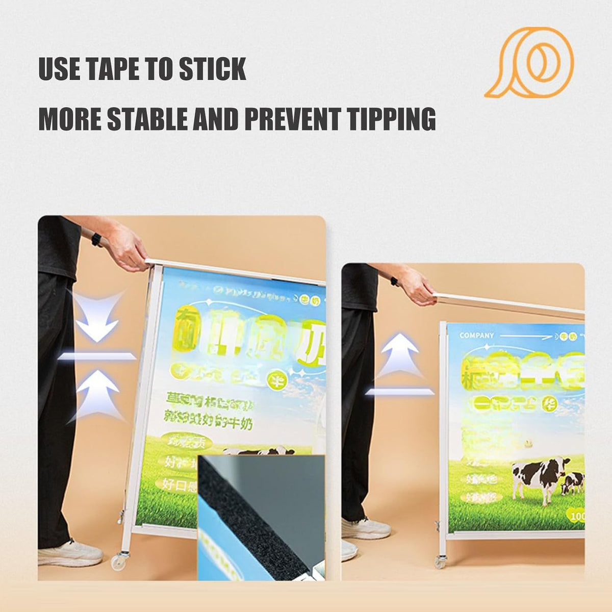 Mobile Portable Promotion Counter Table, Pop Up Podium Trade Show Exhibition Reception Event Desk Trade Show Display Counter Speech Stand Supermarket Tasting Table (PVC Board - a,74 x 36 x 83cm)