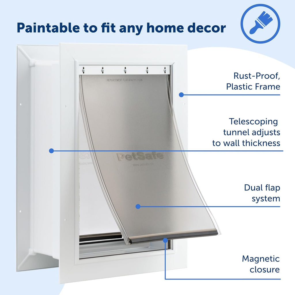 PetSafe Wall Entry Pet Door, Telescoping, Dogs up to 40 lb, Medium