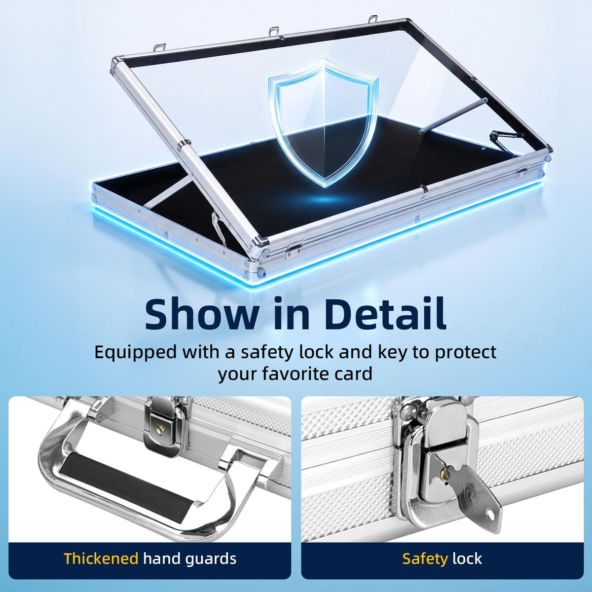 Trade Card Show Display Case, Large Aluminum Lockable Trading Show Display Case and Handle,Portable Trading with Lock for Collectibles, Sports Graded Cards TCG Craft Jewelry (Black, 32*22 in)