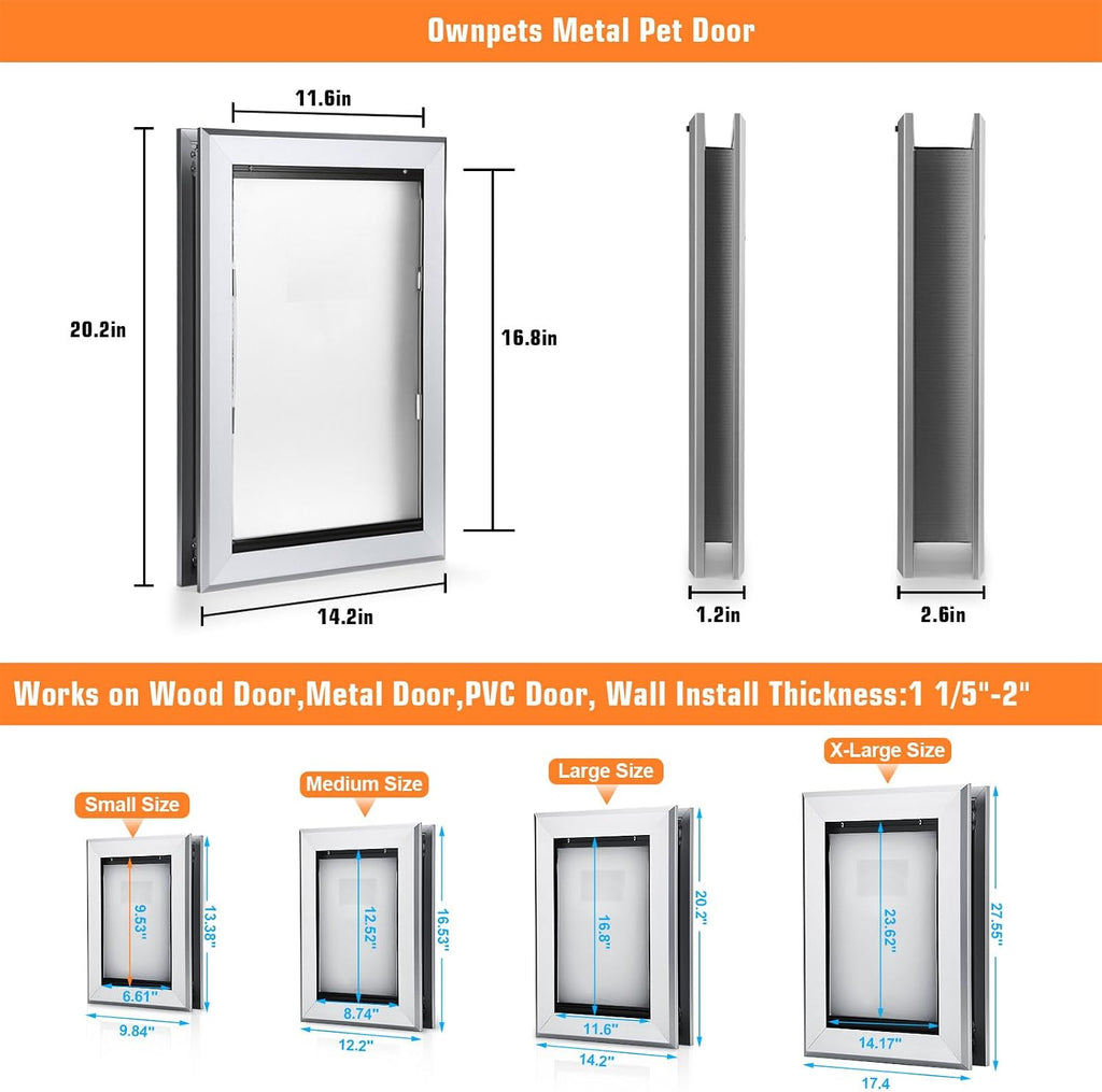 Ownpets Aluminum Dog Door for Large Dogs, Lockable & Weatherproof