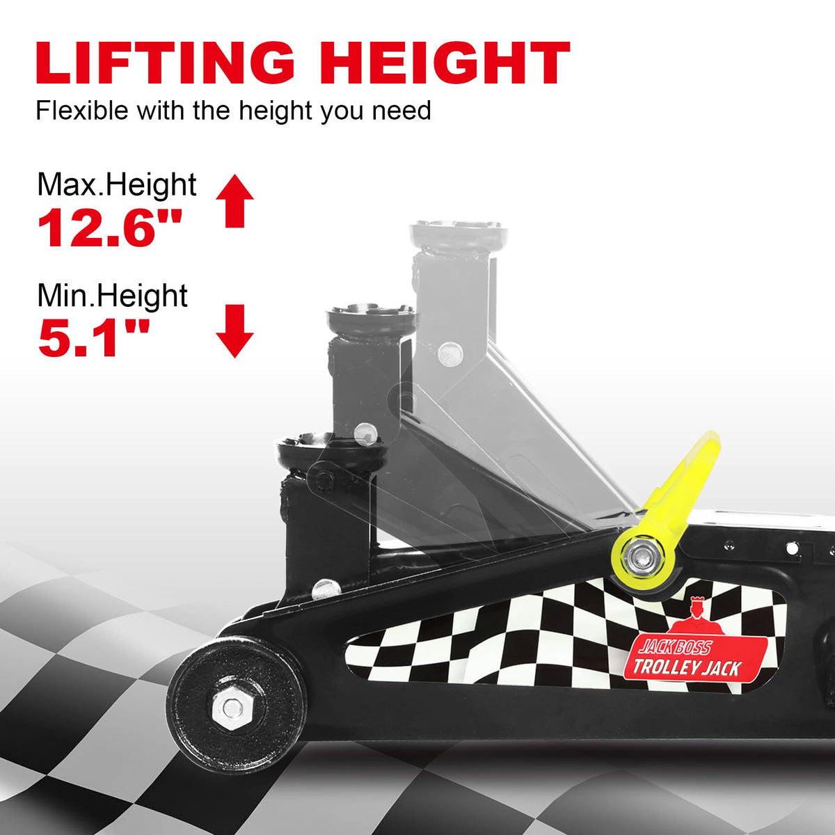 Jack Boss 4 Ton Floor Jack Hydraulic Low Profile Floor Jack with Dual Piston Quick Lift Pump, 4 Ton (8,800 lbs) Capacity, Red