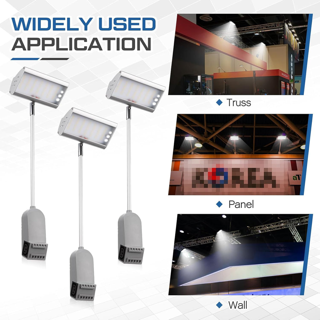 Retisee 4pcs Trade Show LED Booth Lighting Adjustable Arm Lights, Silver