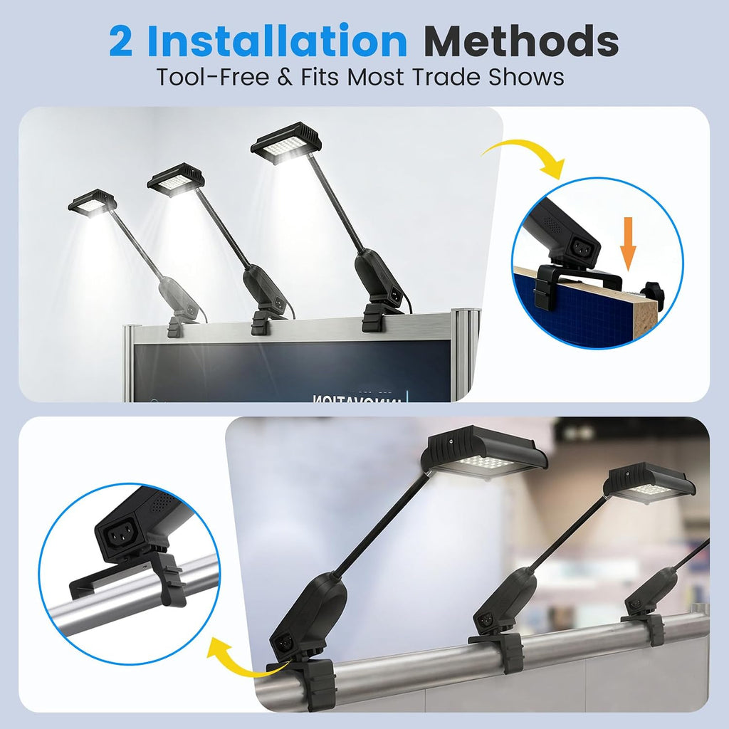 3PCS Trade Show Booth Lights, 2000LM 6500K Connectable Exhibit Arm Lighting