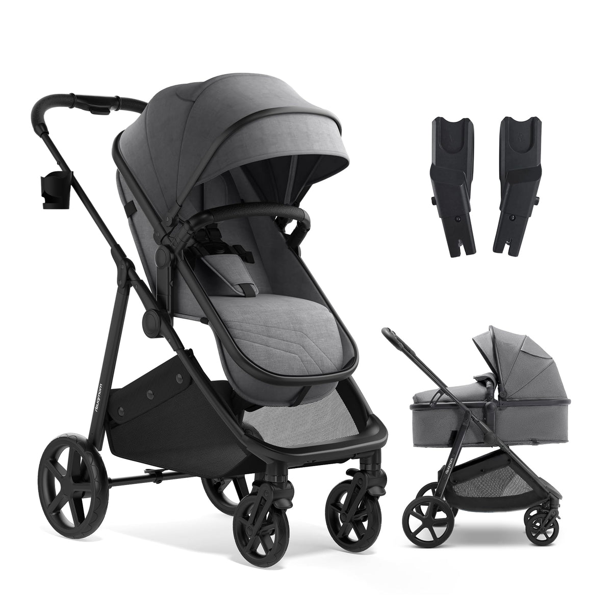 Mompush Wiz 2-in-1 Bassinet Stroller Reversible Seat, One-Hand Fold, Sage