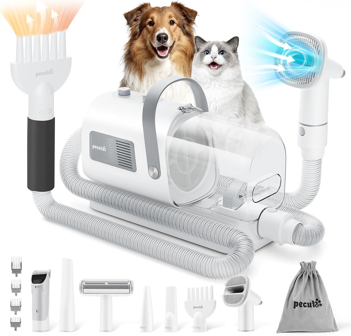 Pecute 7-in-1 Dog Grooming Vacuum & Dryer for Heavy Shedding