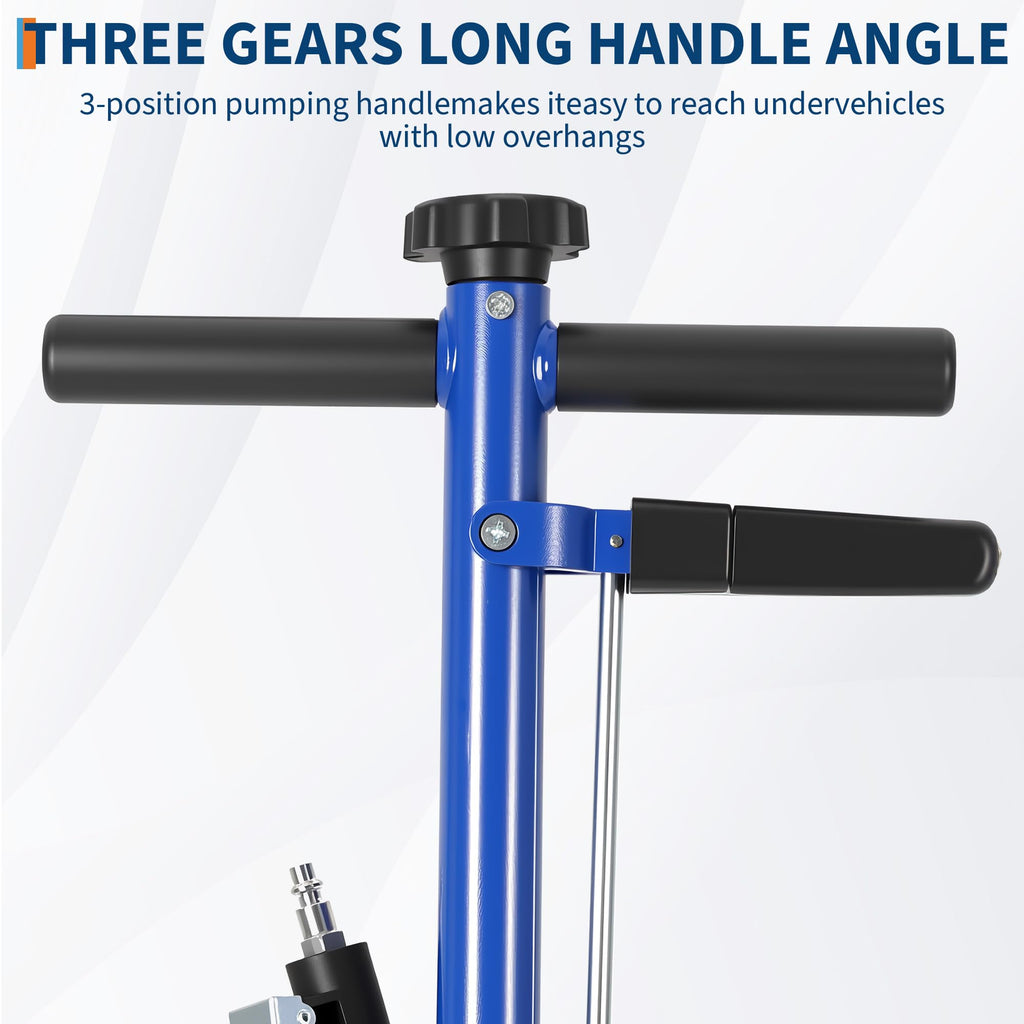 GarveeTech 22 Ton Air Hydraulic Floor Jack for Heavy Duty Trucks & Tractors â Low Profile (9"-17.7"), 4 Adapters, 46" Adjustable Handle â 44,000 Lbs Capacity