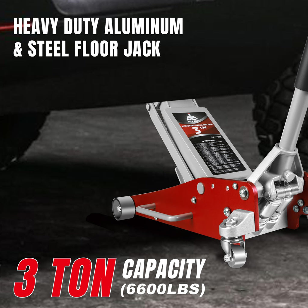 Jack Boss 4 Ton Floor Jack Hydraulic Low Profile Floor Jack with Dual Piston Quick Lift Pump, 4 Ton (8,800 lbs) Capacity, Red