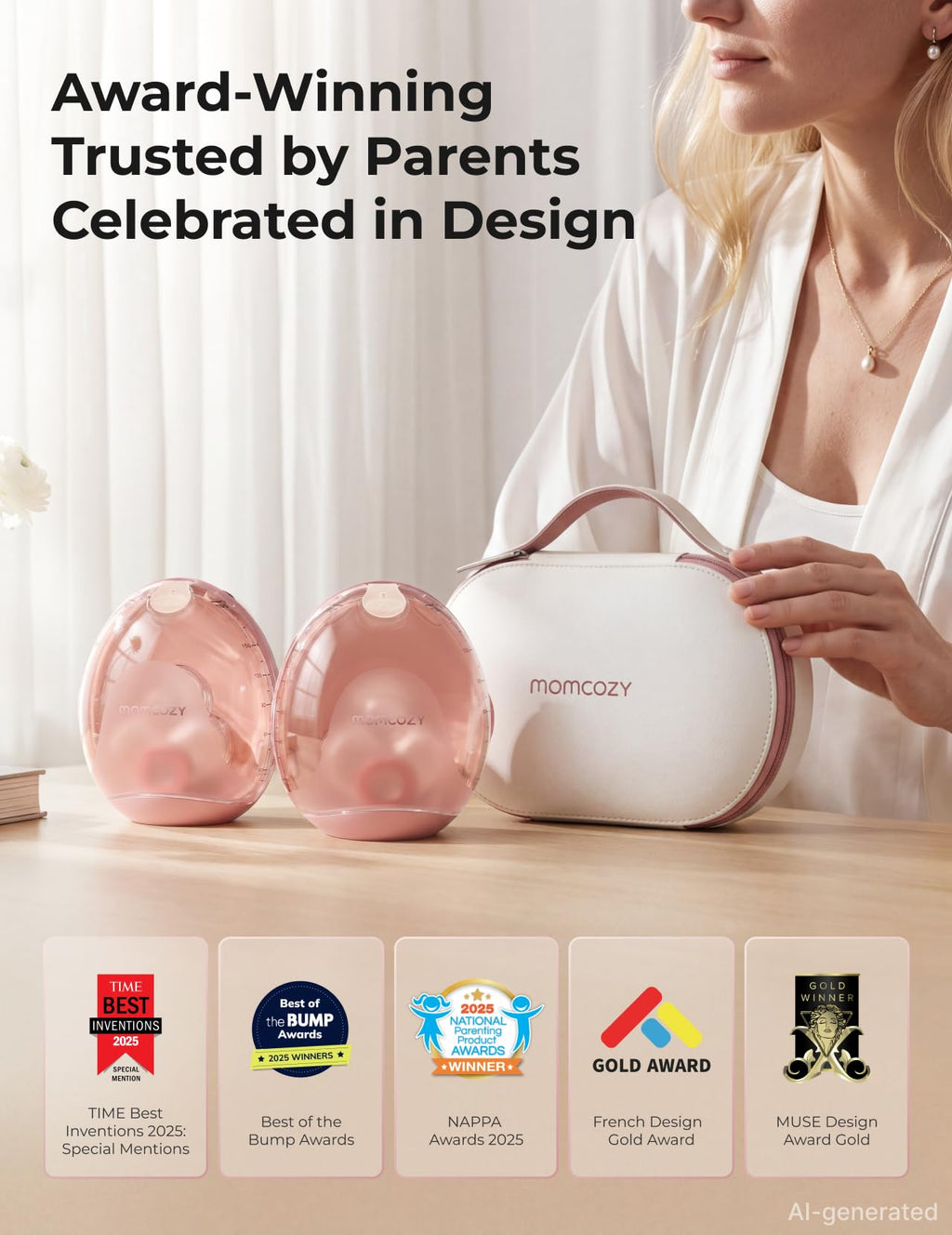 Momcozy M5 Lite Hands-Free Wearable Breast Pump, DoubleFit Flange for Baby-Like Comfort, 3 Modes & 9 Suction Levels, No Flange Insert or Hard Carry Case, 24mm, 2-Pack, Cozy Red
