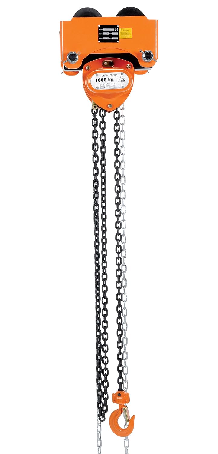 Vestil LOW-2P Steel Low Headroom Chain Hoist Push Trolley 12 In. x 10-1/2 In. x 10 In. 2,000 Lb. Capacity Orange