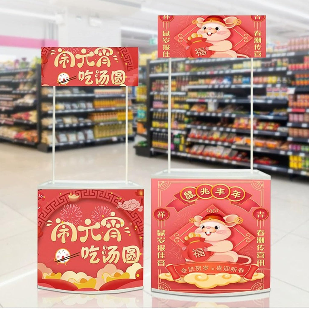Mobile Portable Promotion Counter Tableï¼Supermarket Tasting Table Booth Kiosk Trade Show Display Banner Standï¼Reception Event Desk Podium Tableï¼ for Booth/Advertising/Exhibition