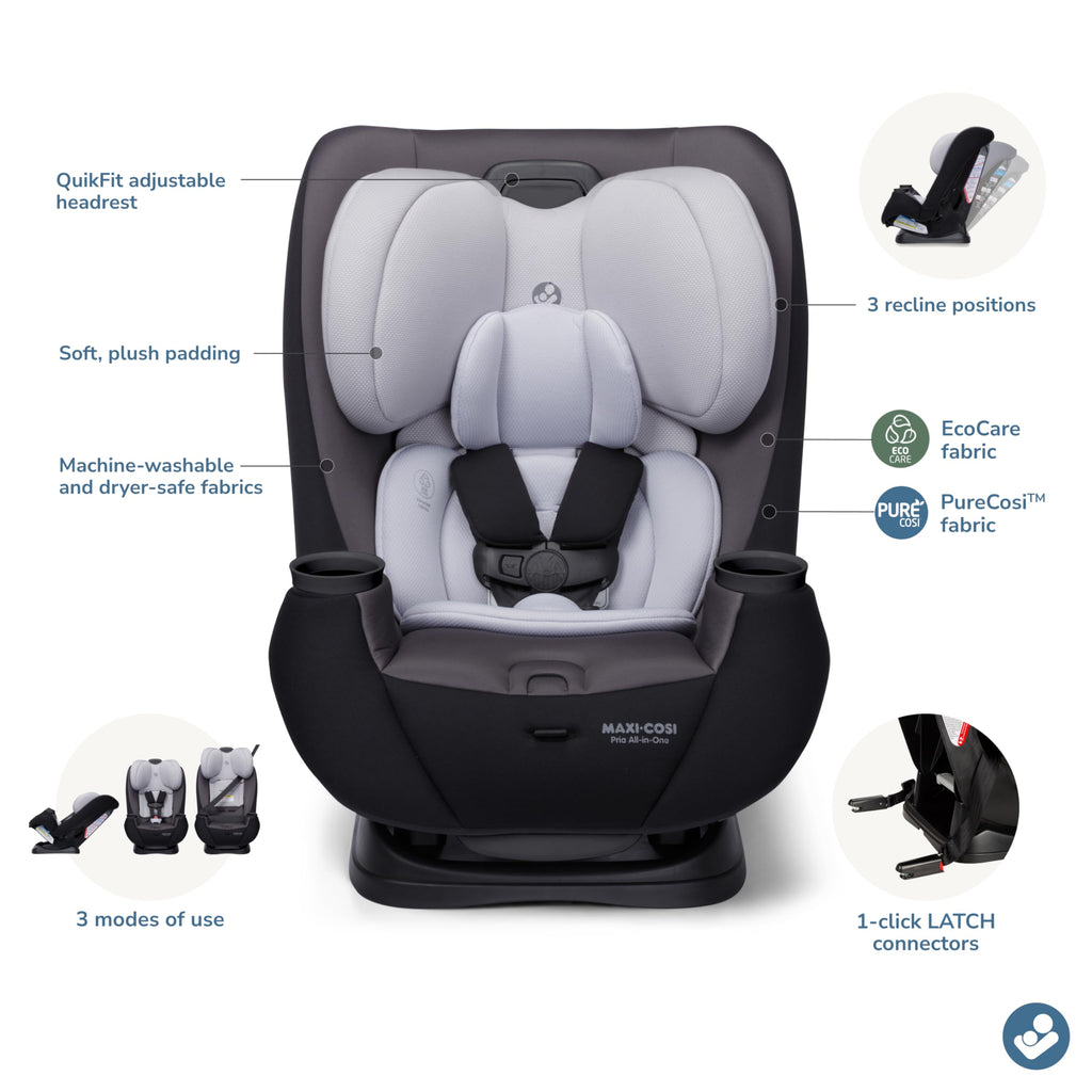 Maxi-Cosi Pria All-in-One Convertible Car Seat, Infant to Toddler Car Seat, Easy-Install Harness, Machine-Washable Cover, 5-100 lbs, SeaDrift