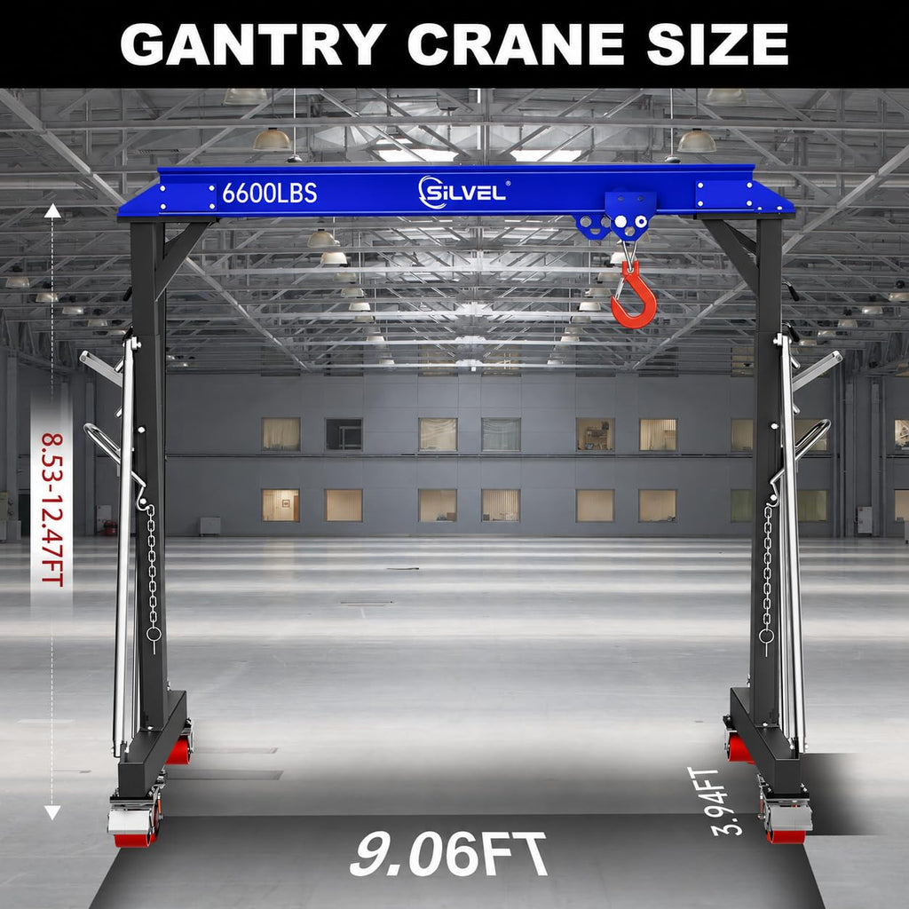 SILVEL 3 Ton 6600Lbs Gantry Crane for Factories, Warehouses, Garage, Blue
