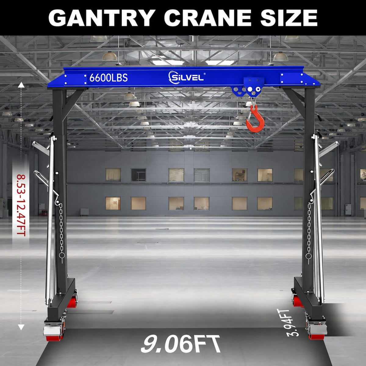 SILVEL 3 Ton 6600Lbs Gantry Crane for Factories, Warehouses, Garage, Blue