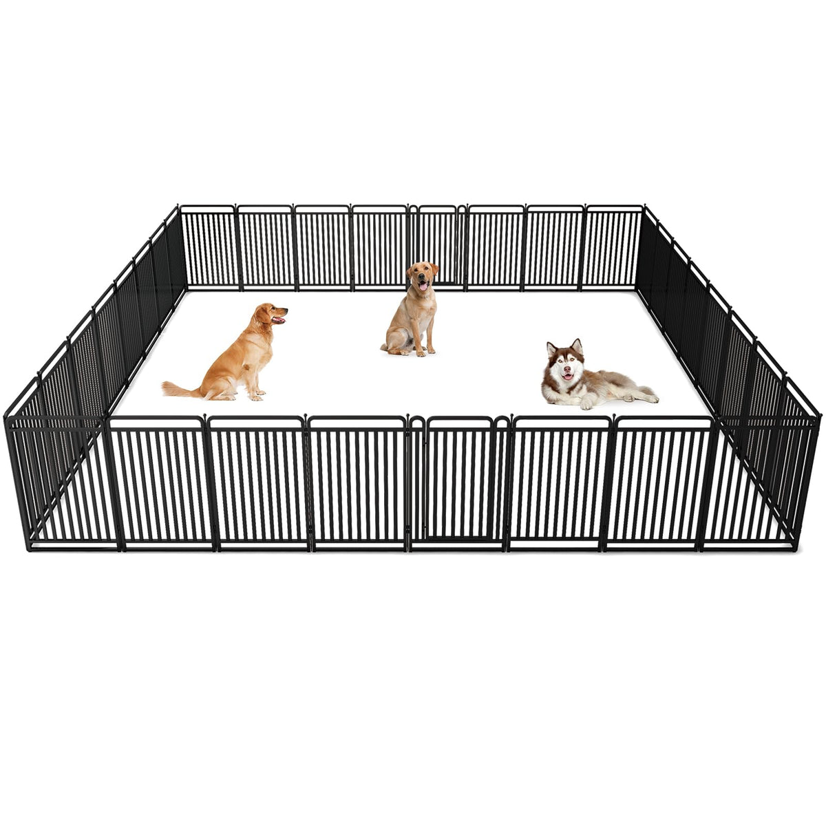 New Thickened Version Dog Playpen, 32 Inch Dog Fences for The Yard, Portable Outdoor Dog Playpen for Large/Medium/Small Dogs, Foldable Metal Dog Dlaypen, with Doors (16 Panels, 32 Inch)
