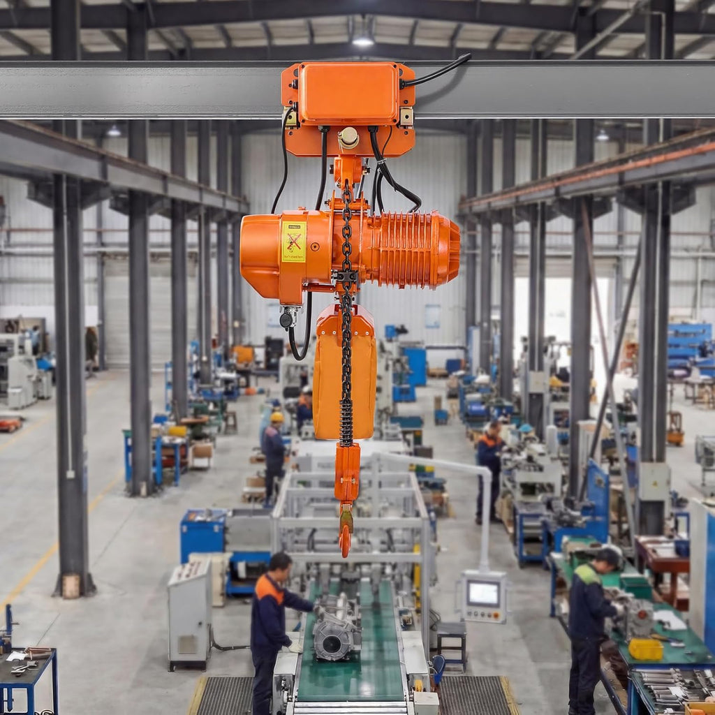 VEVOR 4400lbs Electric Chain Hoist with Power Trolley, 2-Speed Operation, 20ft Lifting Height, 3-Phase 208-240V/440-480V Overhead Crane w/ 328ft Wireless & 16ft Wired Remote Control G100 2-Chain Hoist