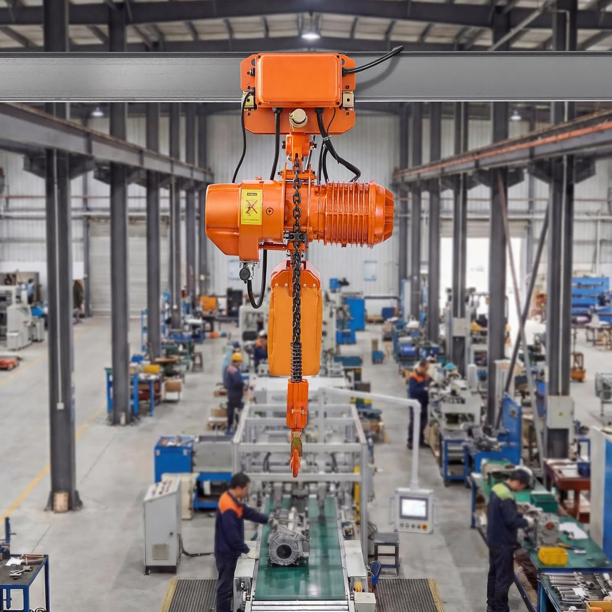 VEVOR 4400lbs Electric Chain Hoist with Power Trolley, 2-Speed Operation, 20ft Lifting Height, 3-Phase 208-240V/440-480V Overhead Crane w/ 328ft Wireless & 16ft Wired Remote Control G100 2-Chain Hoist