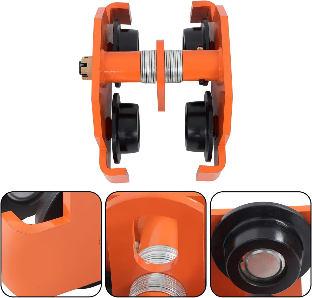 I-Beam Hand Trolley Alloy Steel Orange 11000lbs/5t Double Wheel Adjustable Flange Width 120MM to 195MM