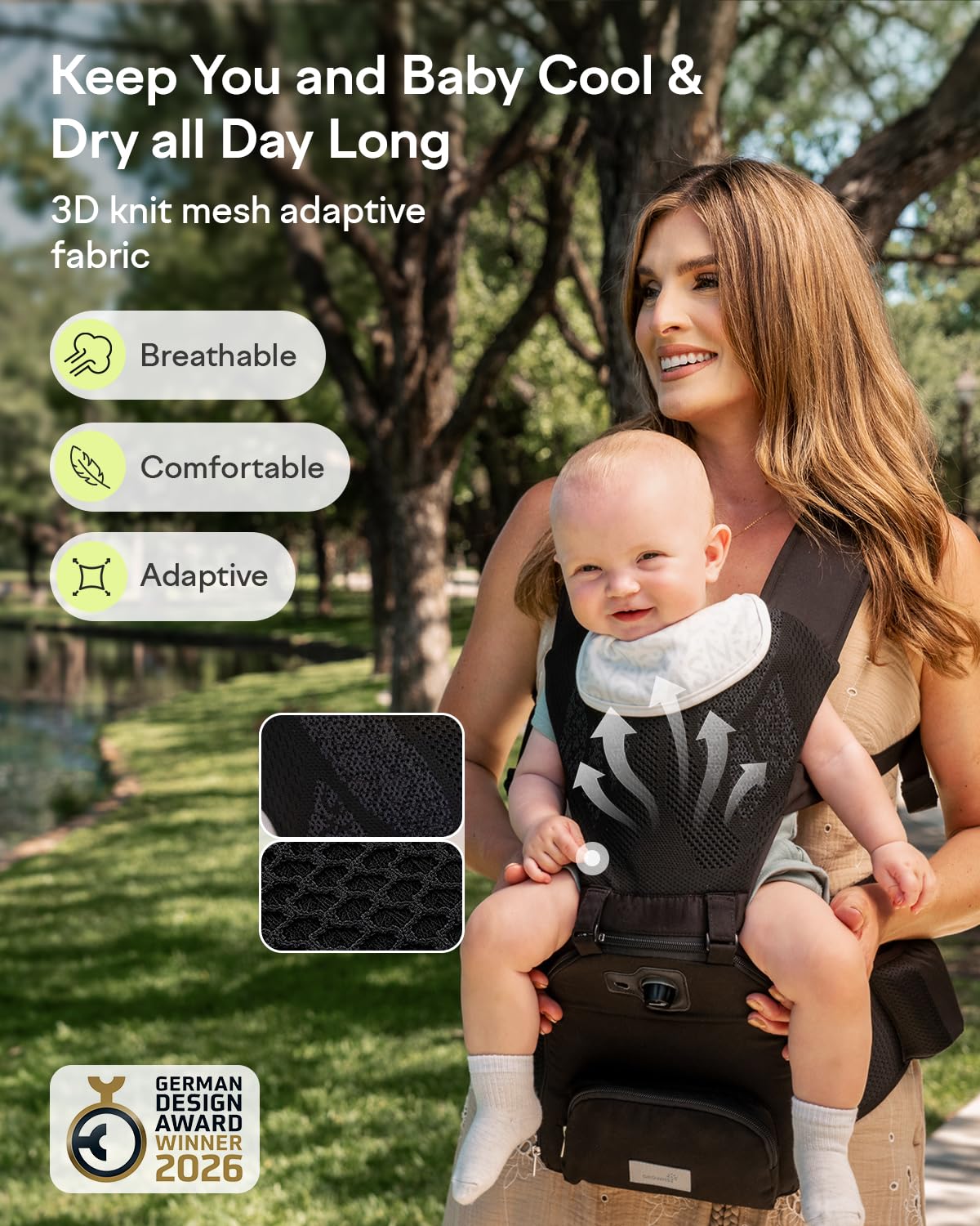 Grownsy Innovative Cooling Baby Carrier with Built-in Fan for Hot Weather