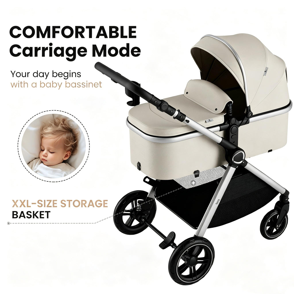 Accombe 2-in-1 Convertible Baby Stroller for Newborn to Toddler