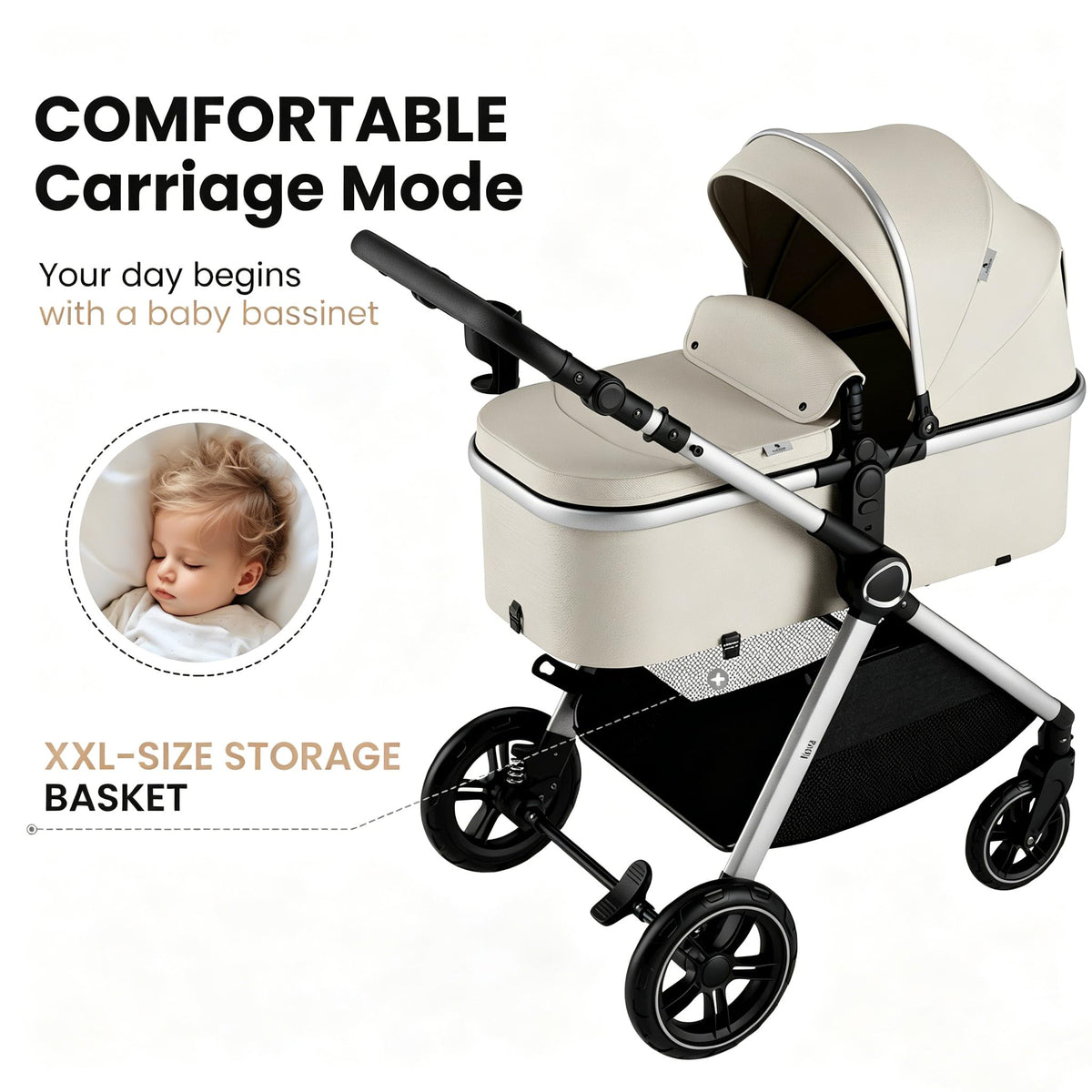 Accombe 2-in-1 Convertible Baby Stroller for Newborn to Toddler