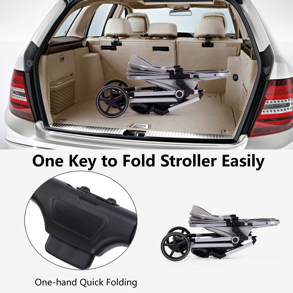 Lortsybab 2-in-1 Baby Stroller - Folding Infant Newborn Pram Stroller with Reversible Seat - Toddler Strollers for 0-36 Months Old Babies