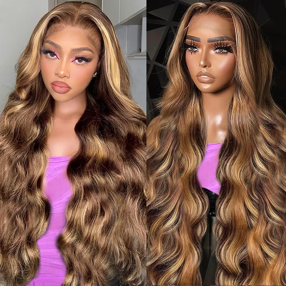oveflect 30Inch 13x6 HD Lace Front Wig - 200% Density Body Wave Human Hair - Pre-Plucked Glueless Virgin Hair, Natural Look