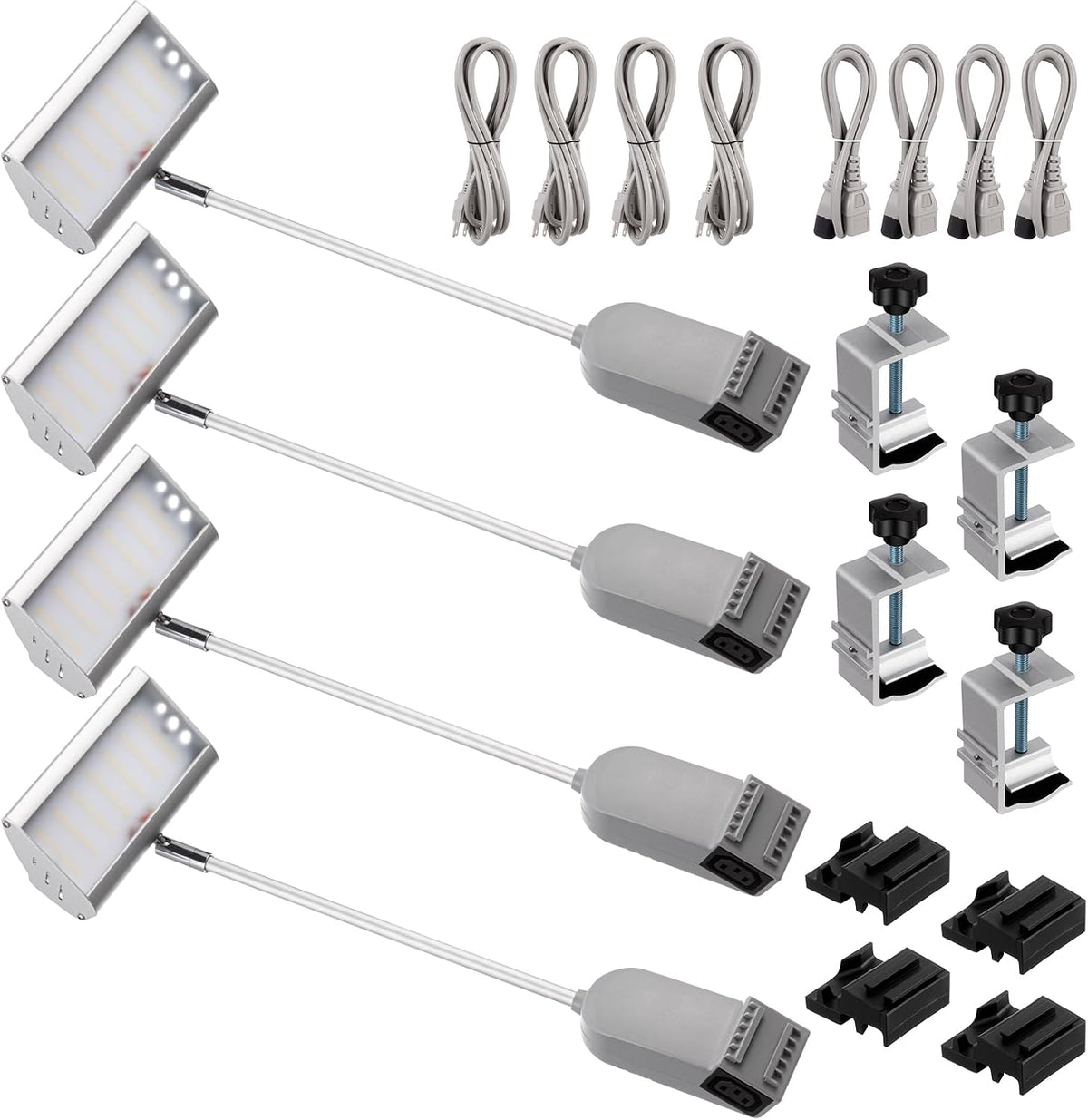 Retisee 4pcs Trade Show LED Booth Lighting Adjustable Arm Lights, Silver