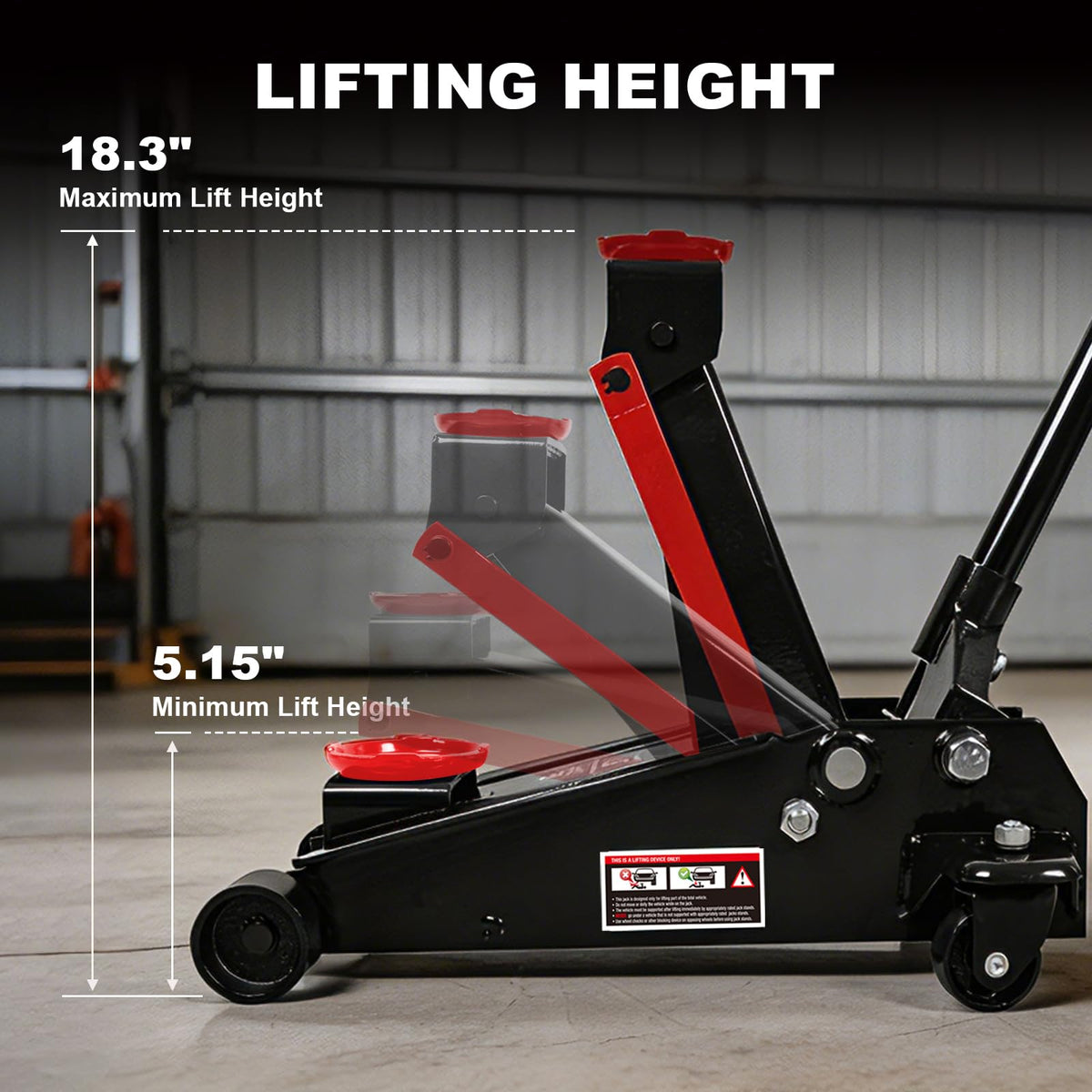 Jack Boss 4 Ton Floor Jack Hydraulic Low Profile Floor Jack with Dual Piston Quick Lift Pump, 4 Ton (8,800 lbs) Capacity, Red