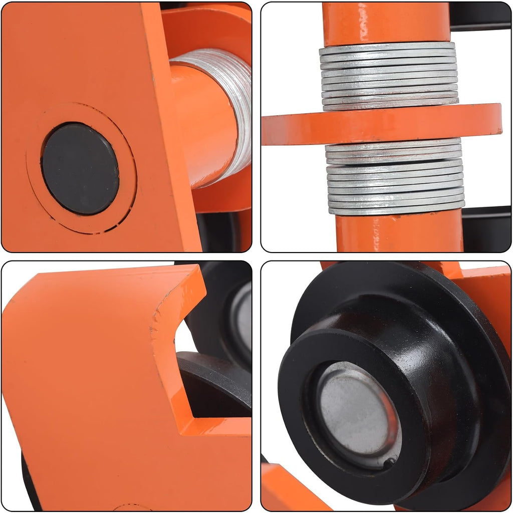 I-Beam Hand Trolley Alloy Steel Orange 11000lbs/5t Double Wheel Adjustable Flange Width 120MM to 195MM