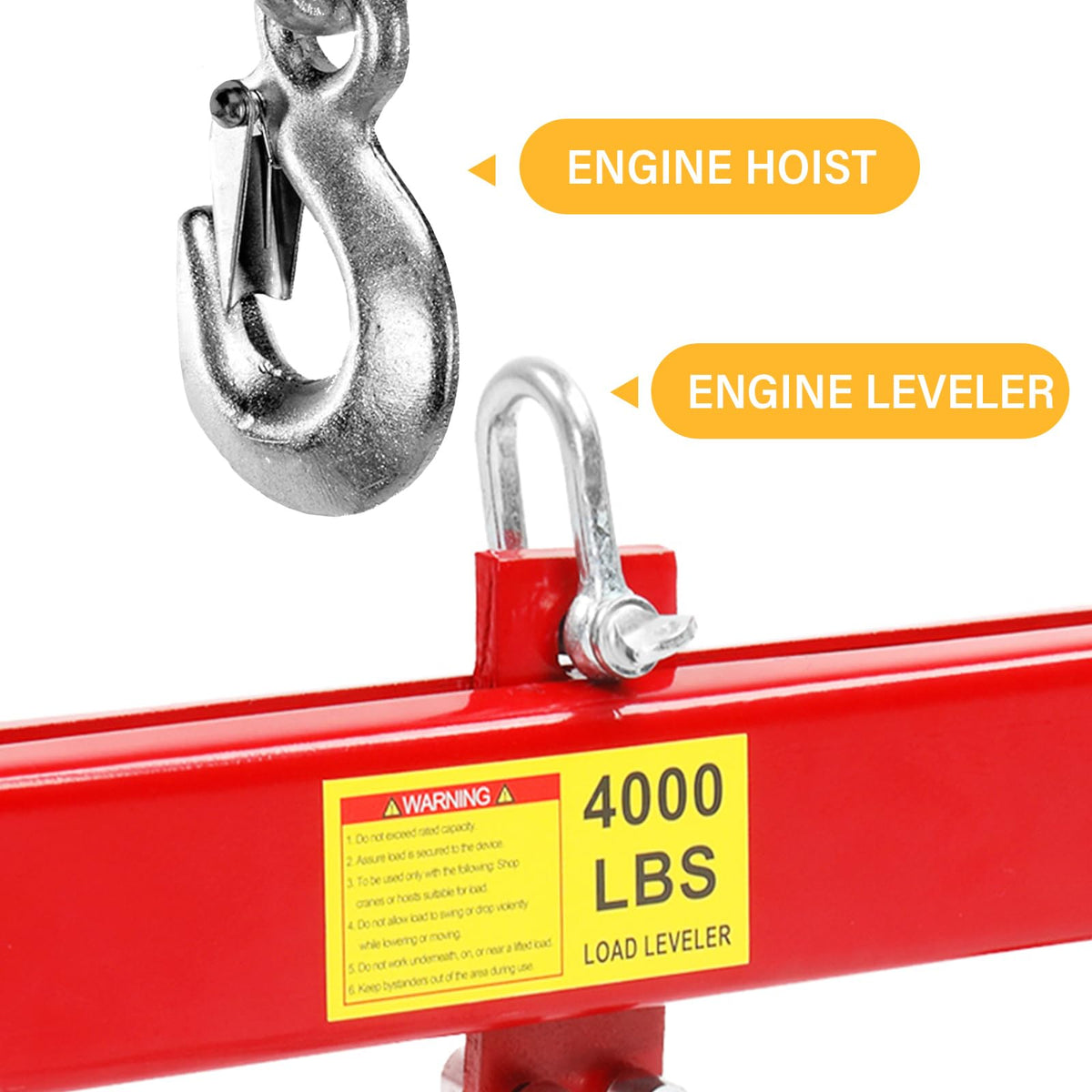 2 Ton Hydraulic Engine Hoist Crane, 4400LBS Folding Cherry Picker
