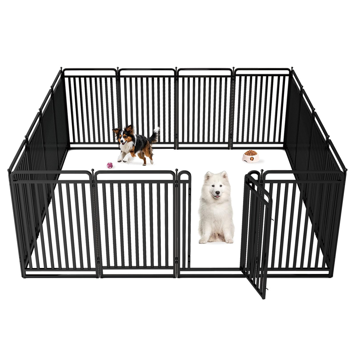 New Thickened Version Dog Playpen, 32 Inch Dog Fences for The Yard, Portable Outdoor Dog Playpen for Large/Medium/Small Dogs, Foldable Metal Dog Dlaypen, with Doors (16 Panels, 32 Inch)
