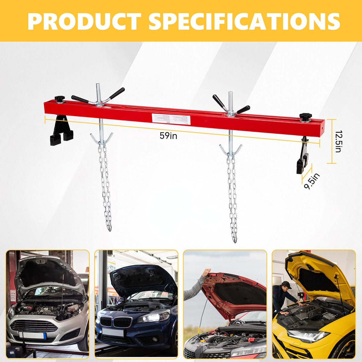 2 Ton Hydraulic Engine Hoist Crane, 4400LBS Folding Cherry Picker