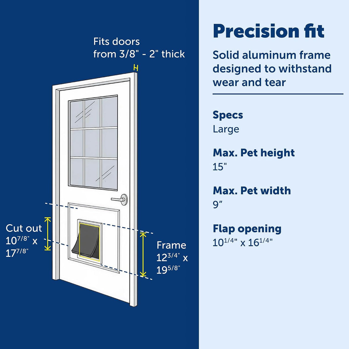 PetSafe Freedom Aluminum Dog & Cat Door, Pets up to 100 lbs, Large, White