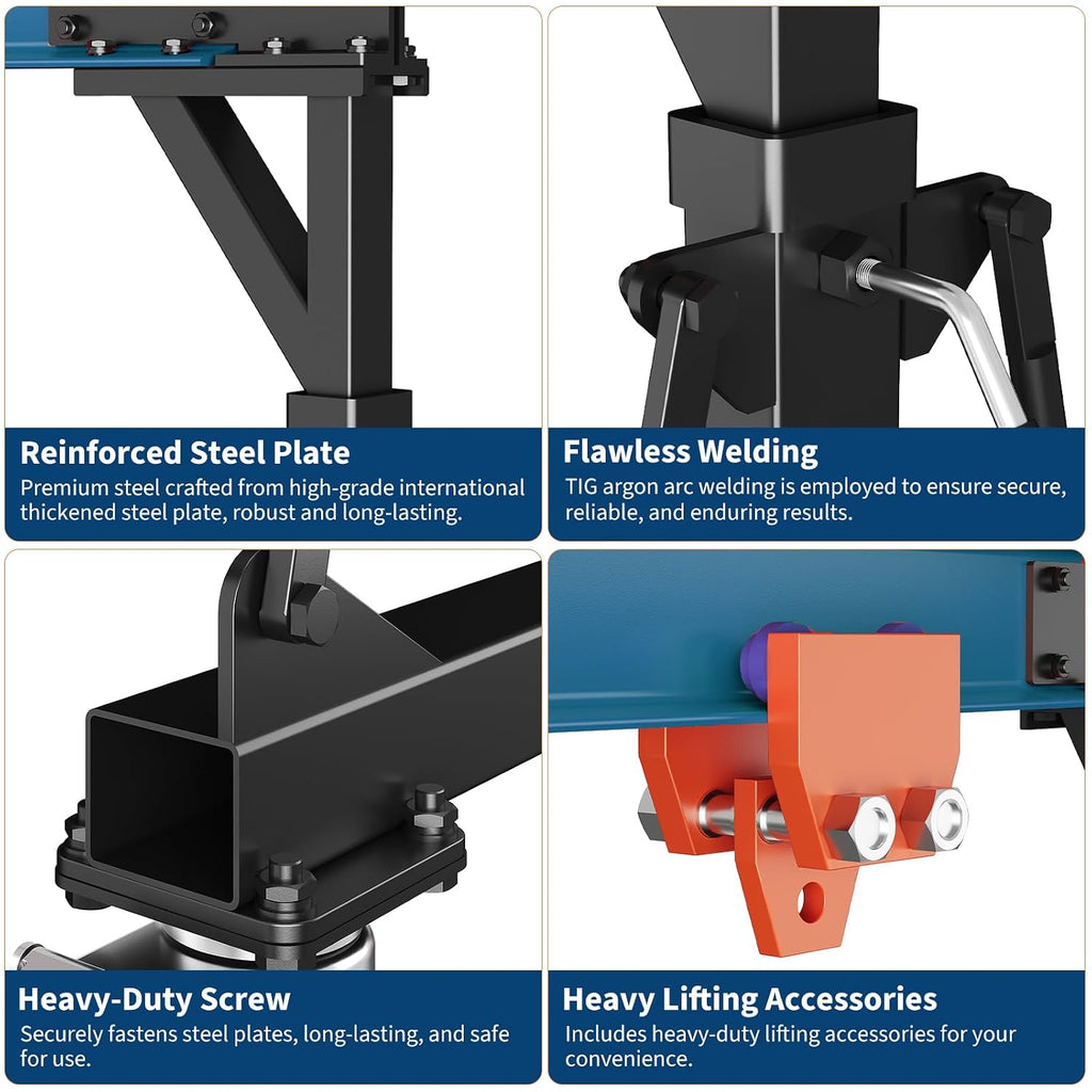 Garvee 4400LBS Gantry Crane, 2 Ton Shop Lift Hoist 8-11 FT with Trolley