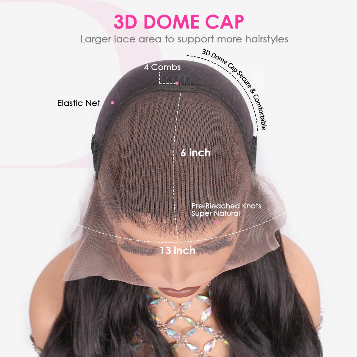 Pizazz 13x6 Body Wave Lace Front Wigs Human Hair Pre Plucked Bleached Knots