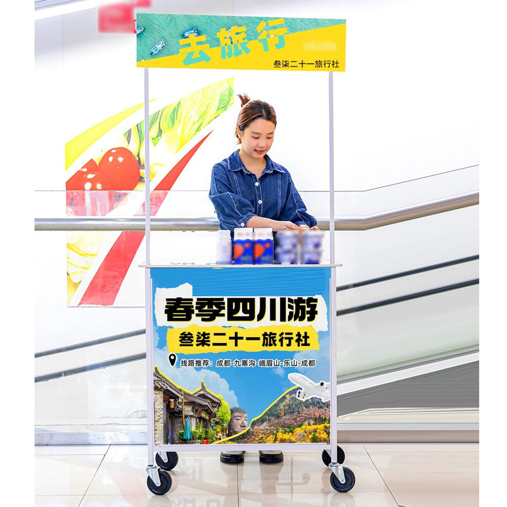 Mobile Portable Promotion Counter Table, Pop Up Podium Trade Show Exhibition Reception Event Desk Trade Show Display Counter Speech Stand ,Supermarket Tasting Table Advertising Display Banner Stand