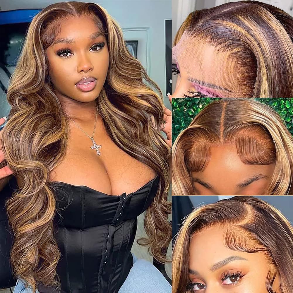 Pizazz 13x6 Body Wave Lace Front Wigs Human Hair Pre Plucked Bleached Knots