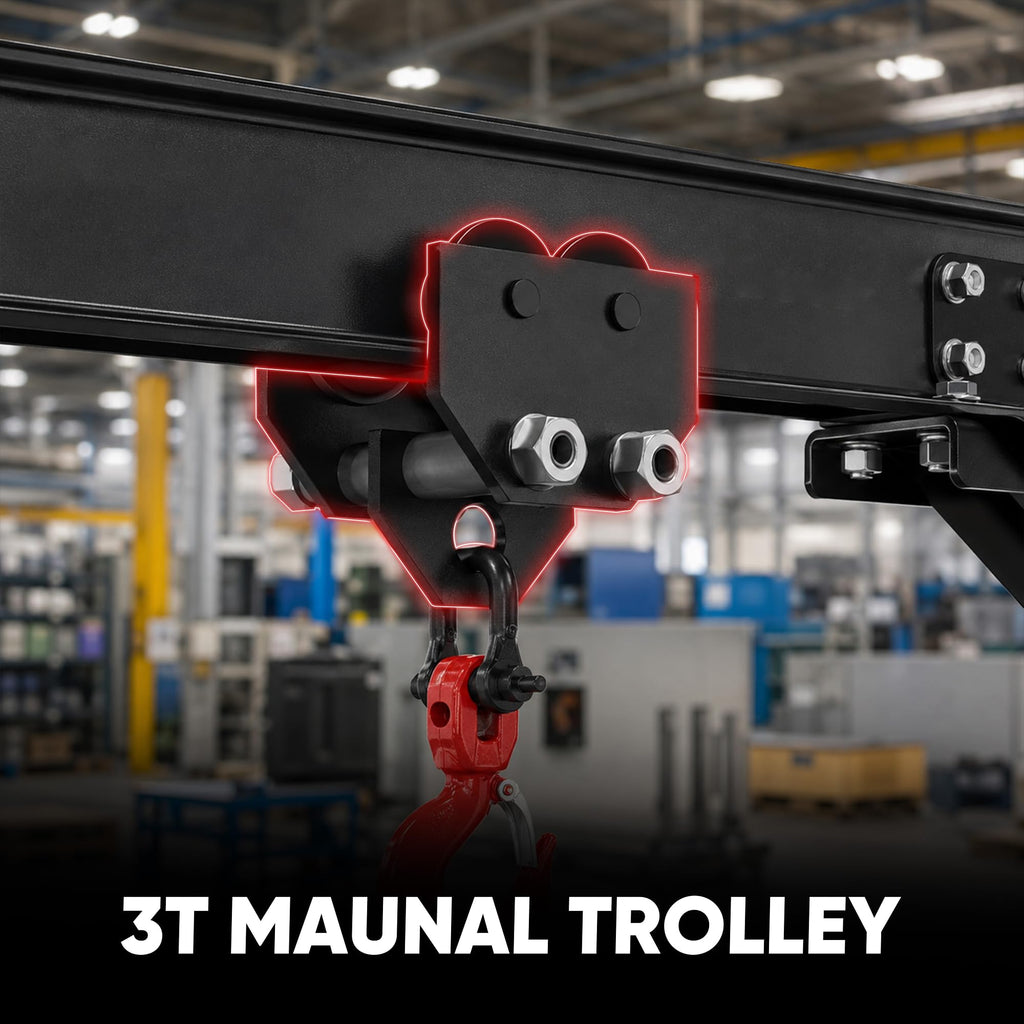 SILVEL 3 Ton Gantry Crane 6600LBS, Adjustable Height 8.53-12.47FT Heavy Duty Portable Engine Hoist with Steel I-Beam & Manual Trolley for Workshop, Garage, Warehouse,Red