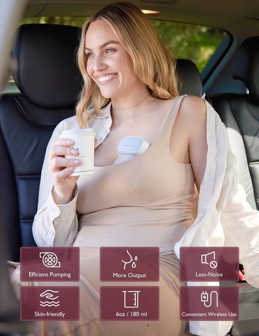 Momcozy M5 Lite Hands-Free Wearable Breast Pump, DoubleFit Flange for Baby-Like Comfort, 3 Modes & 9 Suction Levels, No Flange Insert or Hard Carry Case, 24mm, 2-Pack, Cozy Red
