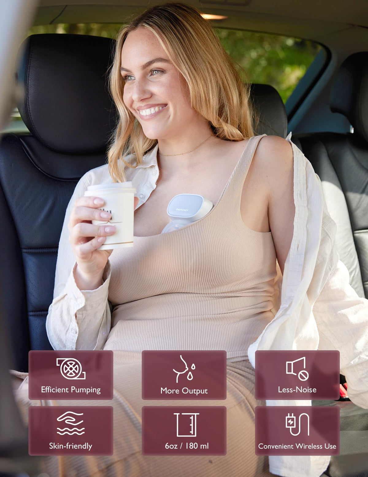 Momcozy M5 Lite Hands-Free Wearable Breast Pump, DoubleFit Flange for Baby-Like Comfort, 3 Modes & 9 Suction Levels, No Flange Insert or Hard Carry Case, 24mm, 2-Pack, Cozy Red