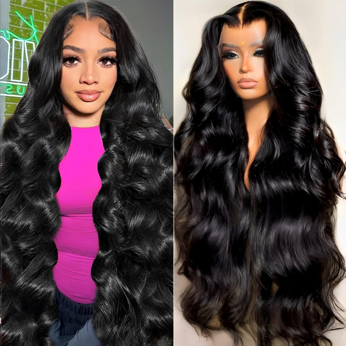 oveflect 30Inch 13x6 HD Lace Front Wig - 200% Density Body Wave Human Hair - Pre-Plucked Glueless Virgin Hair, Natural Look