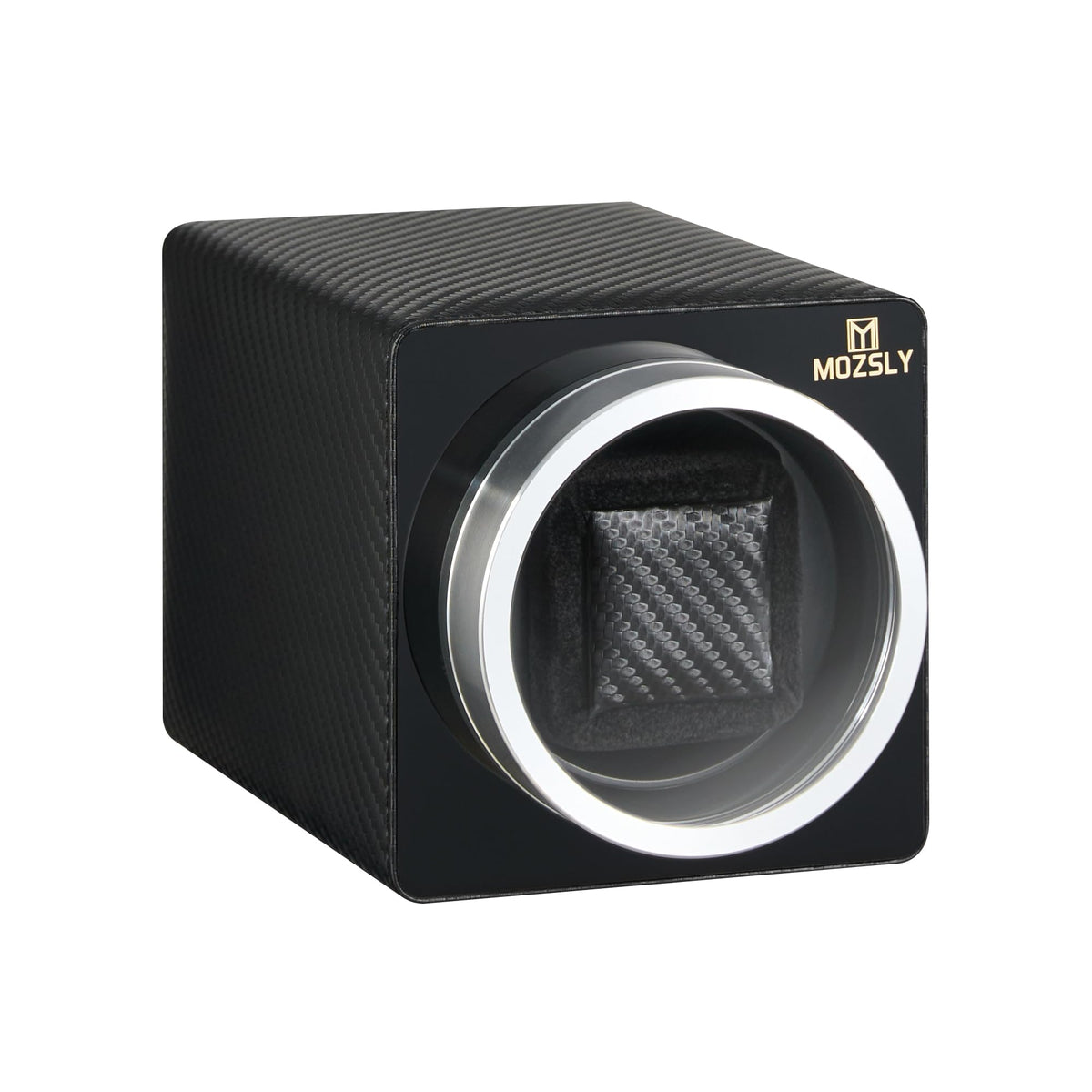 MOZSLY Watch Winder for Automatic Watches Single Rotating Watch Box with Quiet Motor 12 Rotation Mode Setting Battery Powered or AC Adapter PU Leather
