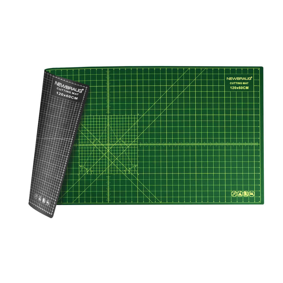 NEWBRAUG 36'' Ã 48'' Large Self Healing Cutting Double Sided 5-Ply Mat, Big Cutting Board for Rotary Cutting, Quilting, Sewing, Craft, Fabric & Scrapbooking(Green/Black)