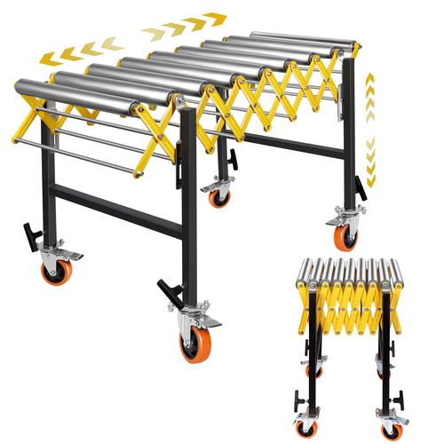 660LBS Adjustable Conveyor Roller, 22'' Wide Roller Expandable Roller Conveyor, Folding Heavy Duty Turning Conveyor Belt, Stainless Steel Woodworking Planer, 50 x 25 x 50 Inch